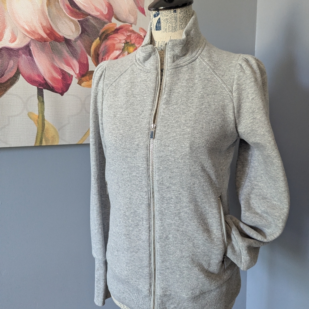 Nine West Women's Light Gray Zip-Up Sweatshirt